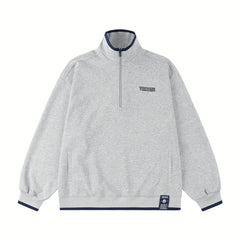 Men's Stand Neck Cotton Sweatshirt Pullover Long Sleeve Tops