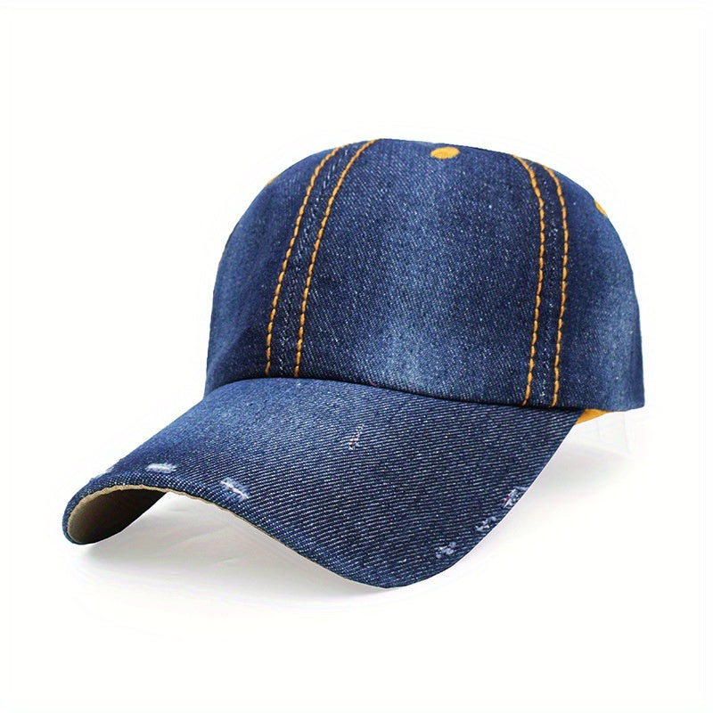 Distressed Denim Baseball Cap Hip Hop Unisex Dad Hat