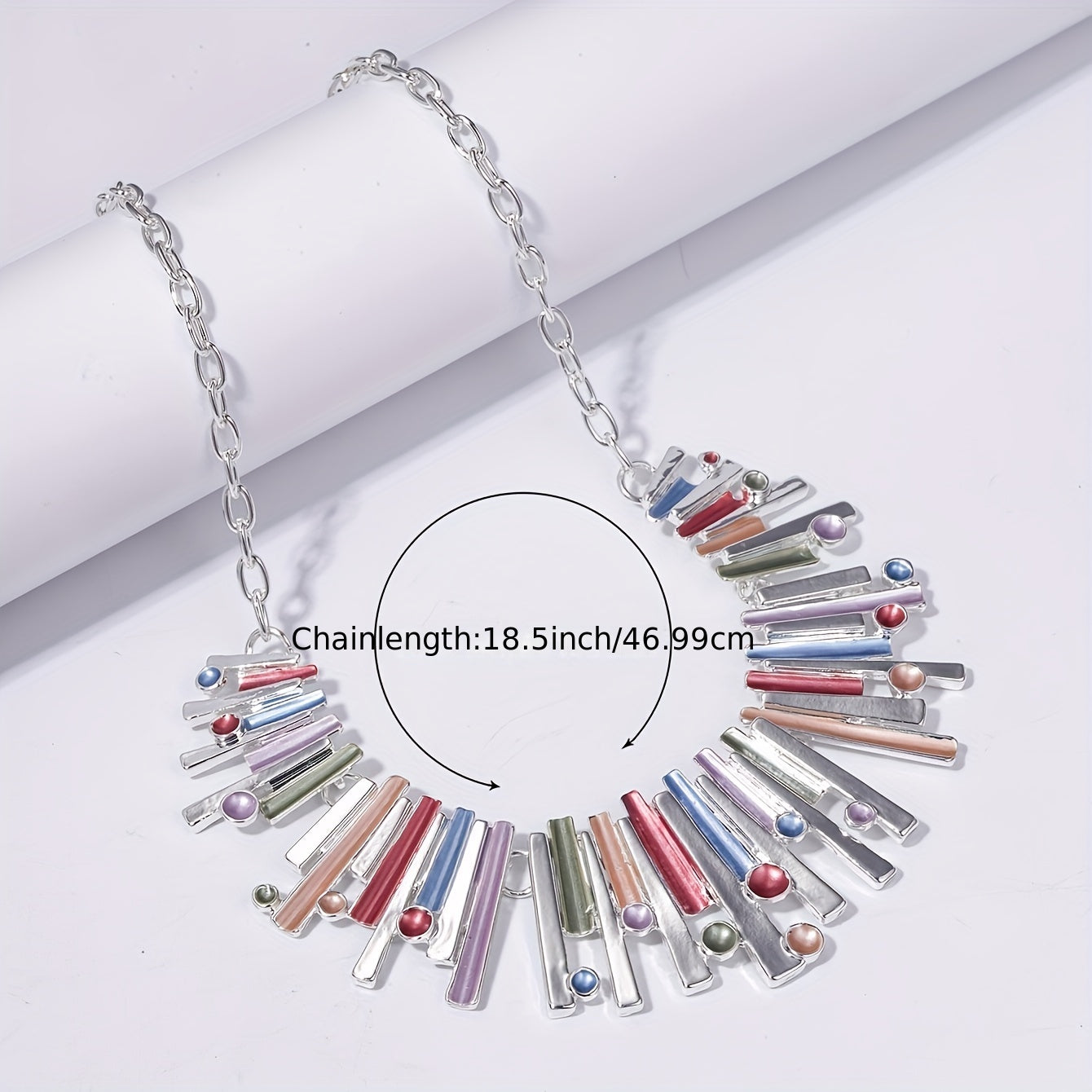 3pcs Silver Plated Geometric Earrings Necklace Set