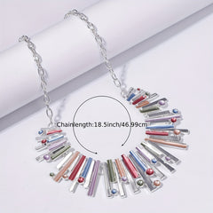 3pcs Silver Plated Geometric Earrings Necklace Set
