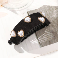 Oval Ponytail Twist Clip Rhinestone Hair Banana Clips Hairpin Crystal Heart