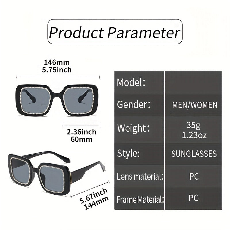 Y2K Square Sunglasses Rhinestone Candy UV400 Sun Shades