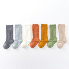 Kids Candy Color Knitted Cotton Stockings for Spring