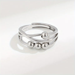 Adjustable Dainty Anxiety Ring with Bead for Stress Relief and Fidgeting