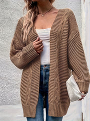  Cable Knit Cardigan Long Sleeve Open Front Sweater