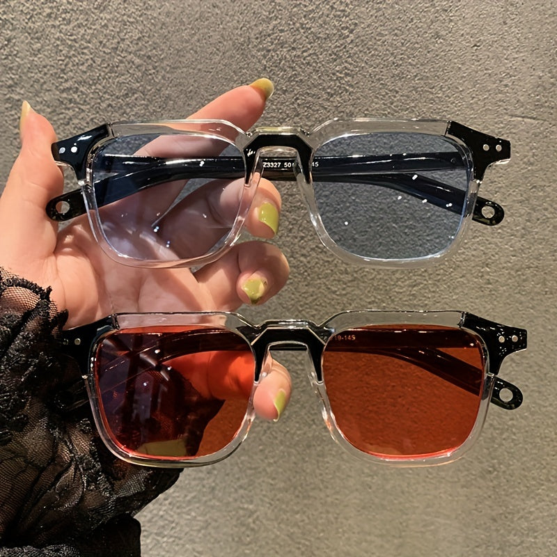 Y2K Clear Square Sunglasses for Women Men UV400 Sun Shades Glasses