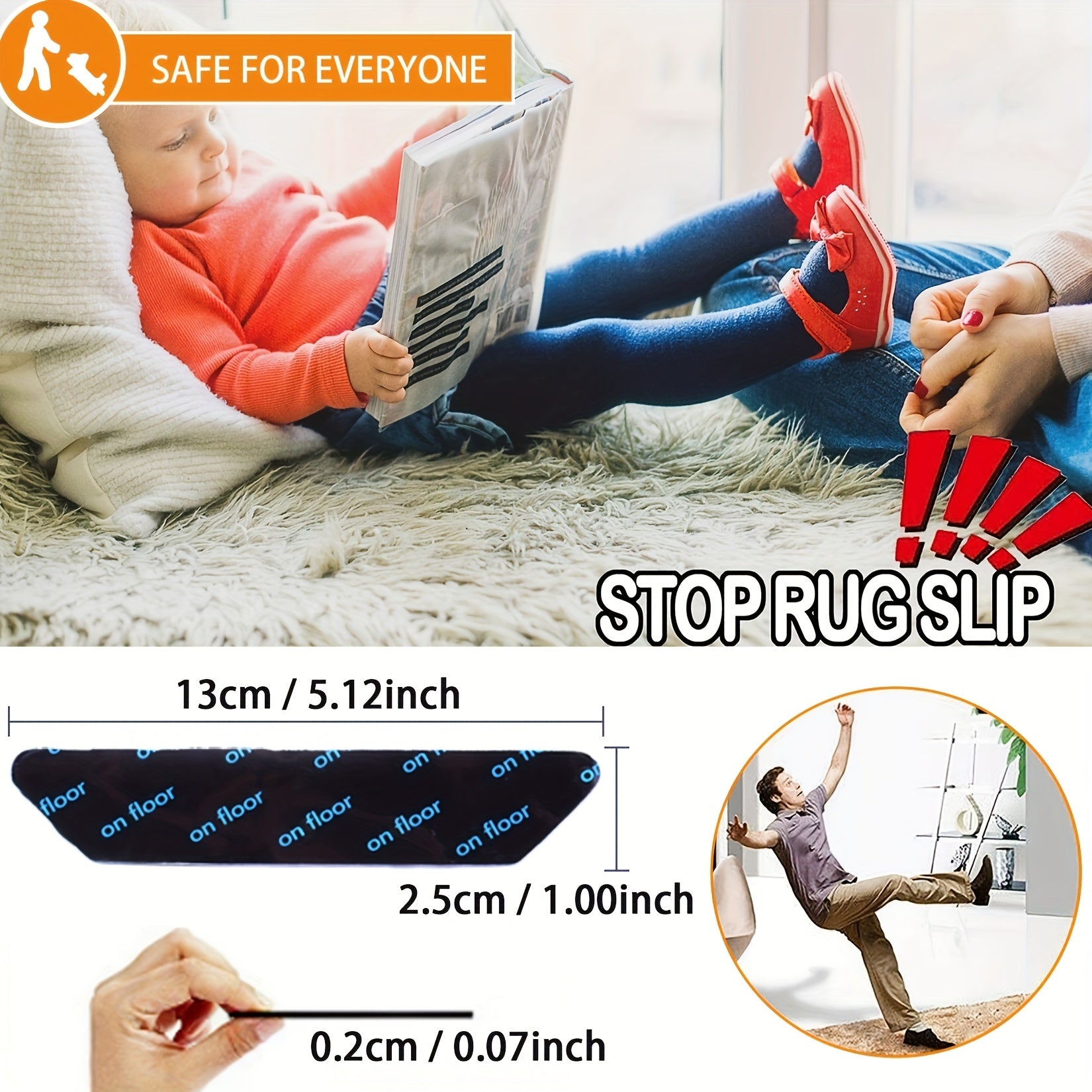 16pcs Reusable Rug Stickers Non slip Removable Anti-curl Rug Handles