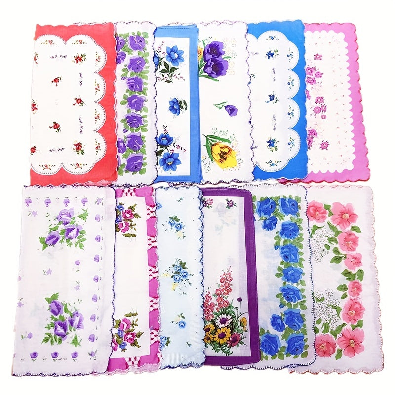 12 Pcs 11" Classic Flower Handkerchief Set for Men