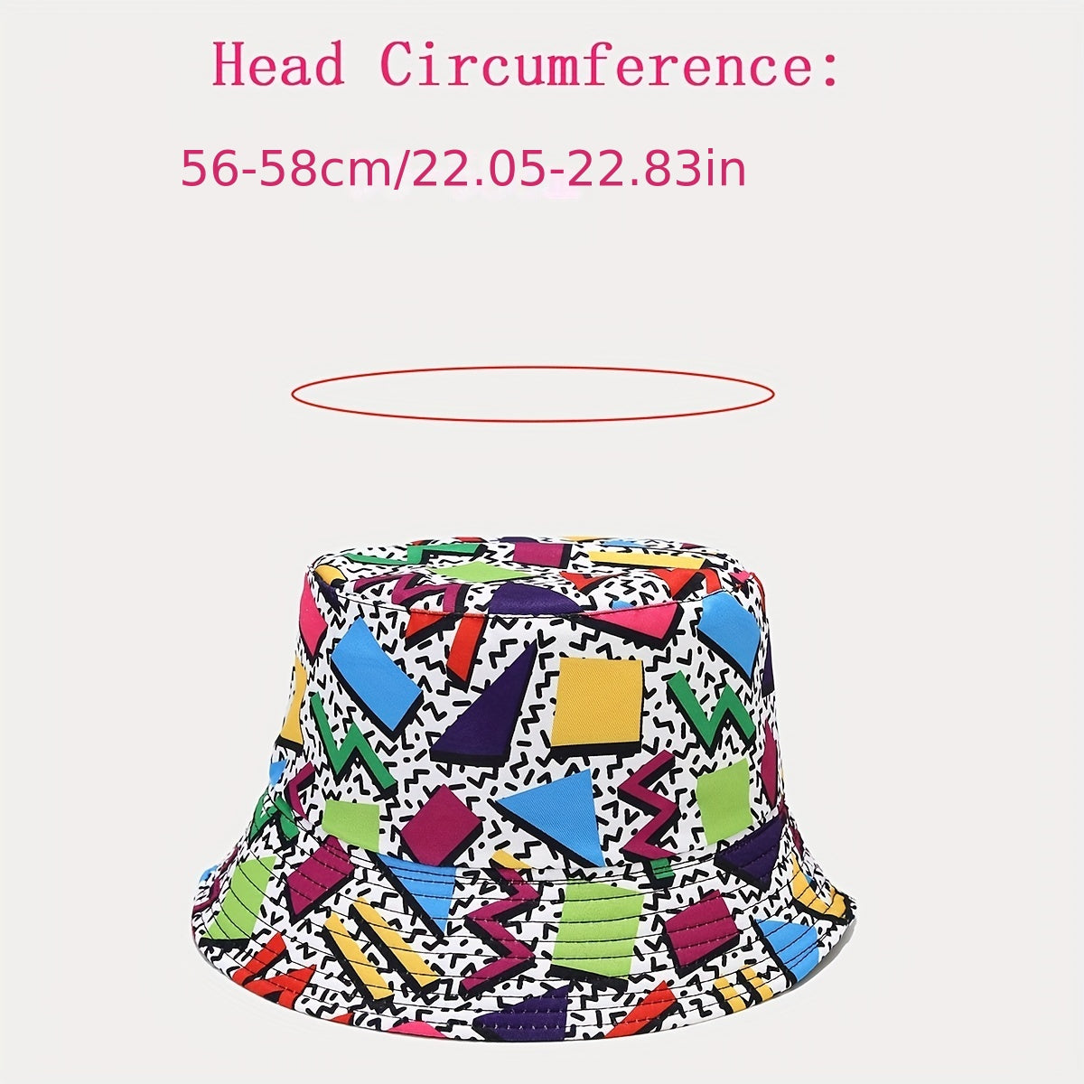 Geometric Print Double Sided Bucket Hat Outdoor Sun Hat