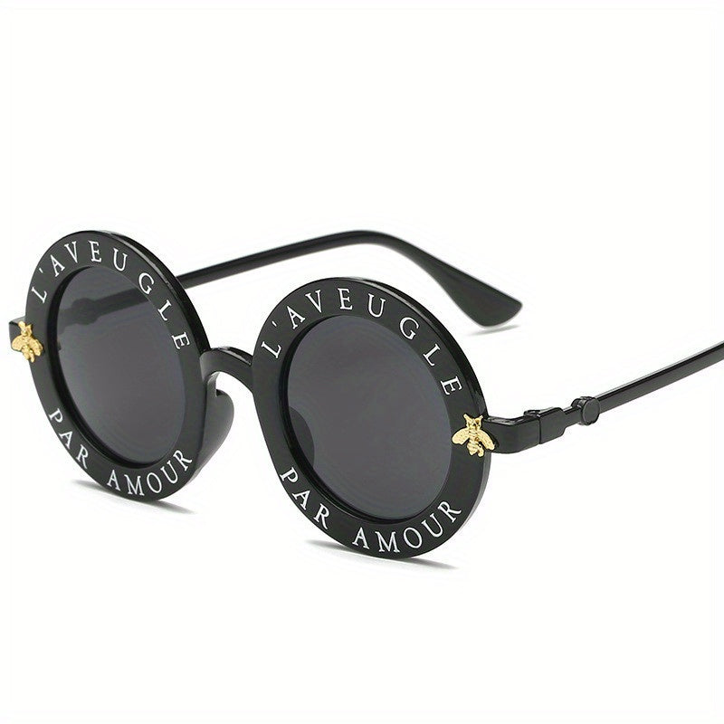 Round Frame Small Bee Sunglasses Men's Mixed Decorate Glasses