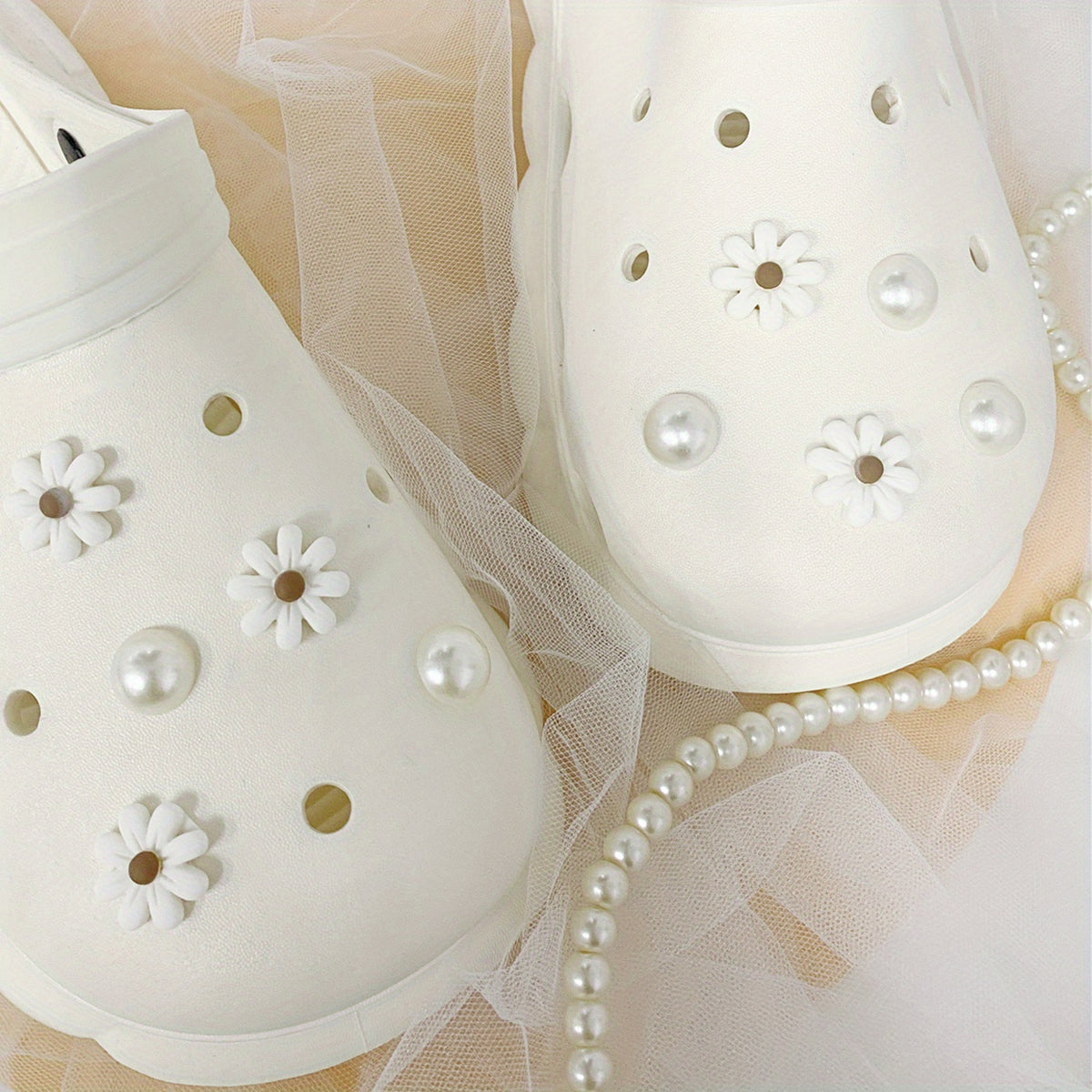 10pcs Faux Pearl Shoe Charms for Clogs - DIY Shoes Accessories