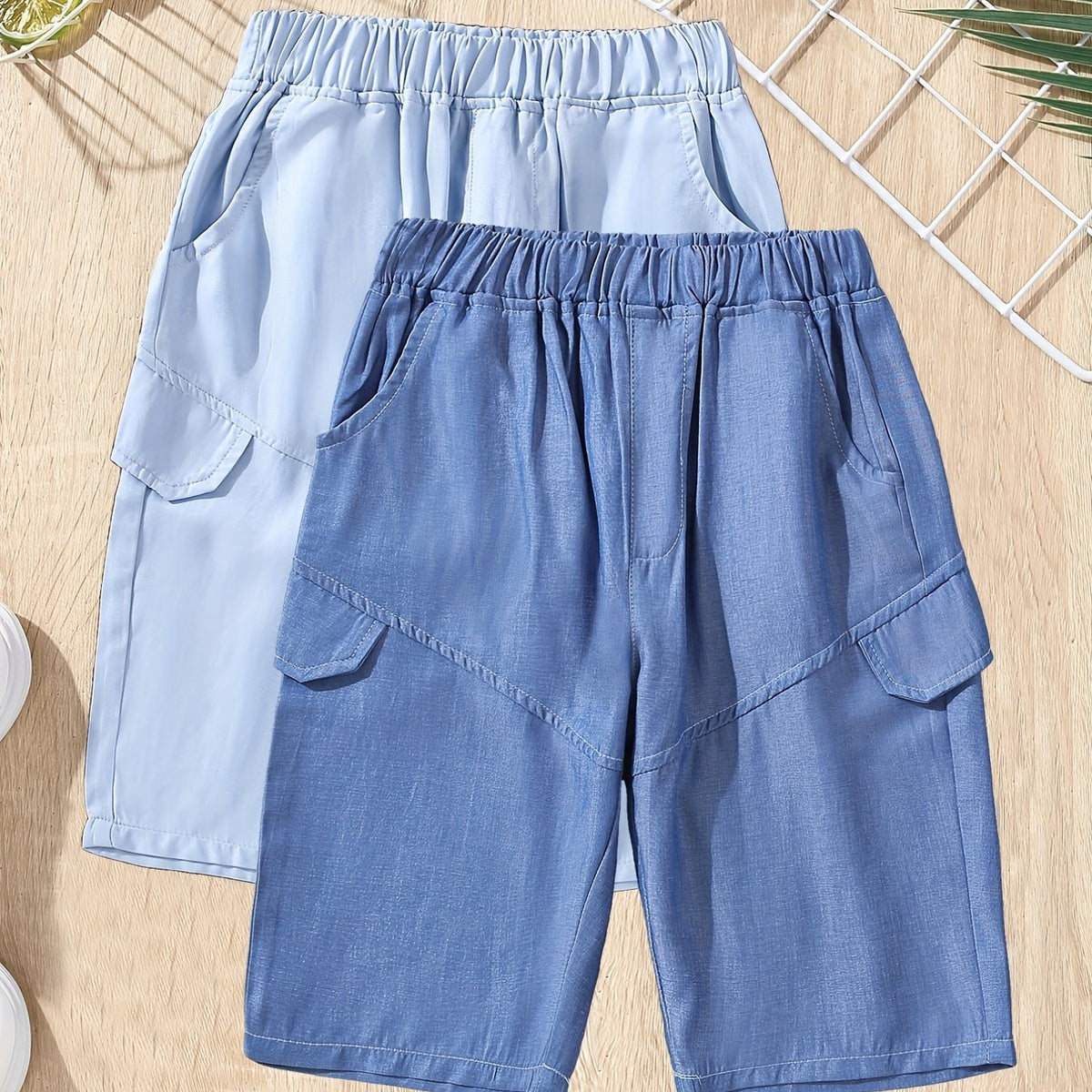 2pcs Boys Soft Denim Shorts Casual Summer Shorts