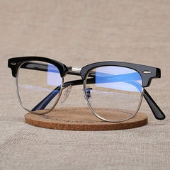 Square Clear Lens Glasses Rivet Decor Eyewear Minimalist Anti Light Glasses