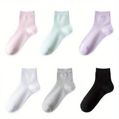 6 Pairs Solid Mesh Socks Women's Stockings