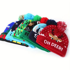 Christmas LED Knit Hat - Festive Holiday Light-up Beanie