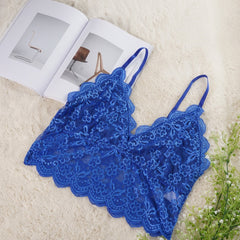 Floral Embroidery Longline High Stretch Bra Plus Size Women's Plus