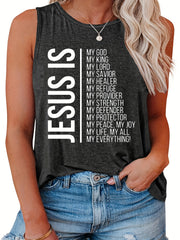  Women's Round Neck Letter Print Tank Top