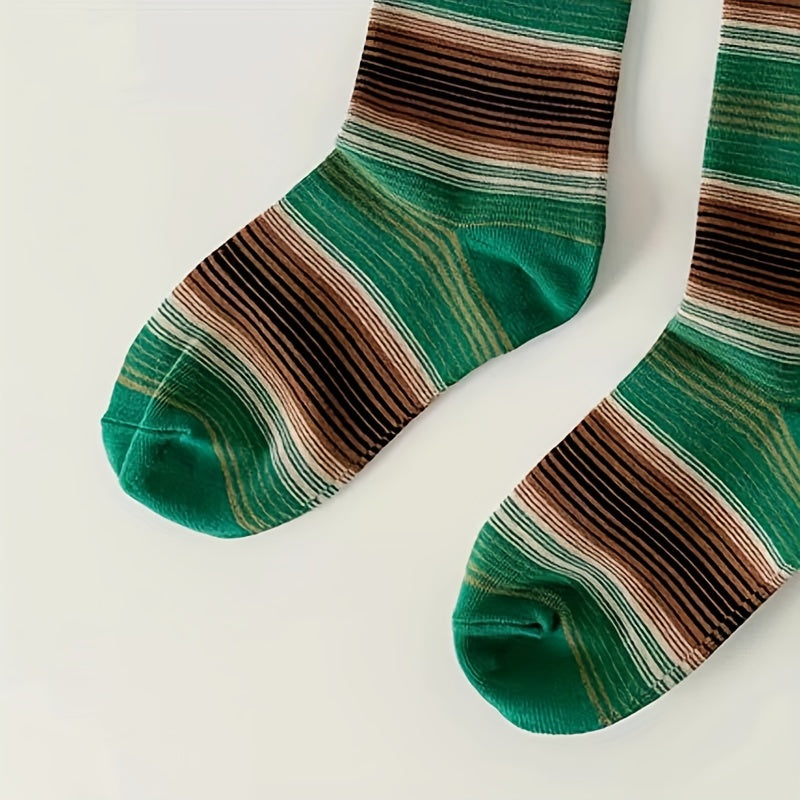 Striped Colorblock Knee-High Socks
