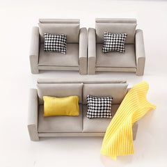 Dollhouse Sofa with Cushion and Blanket DIY Accessory Model