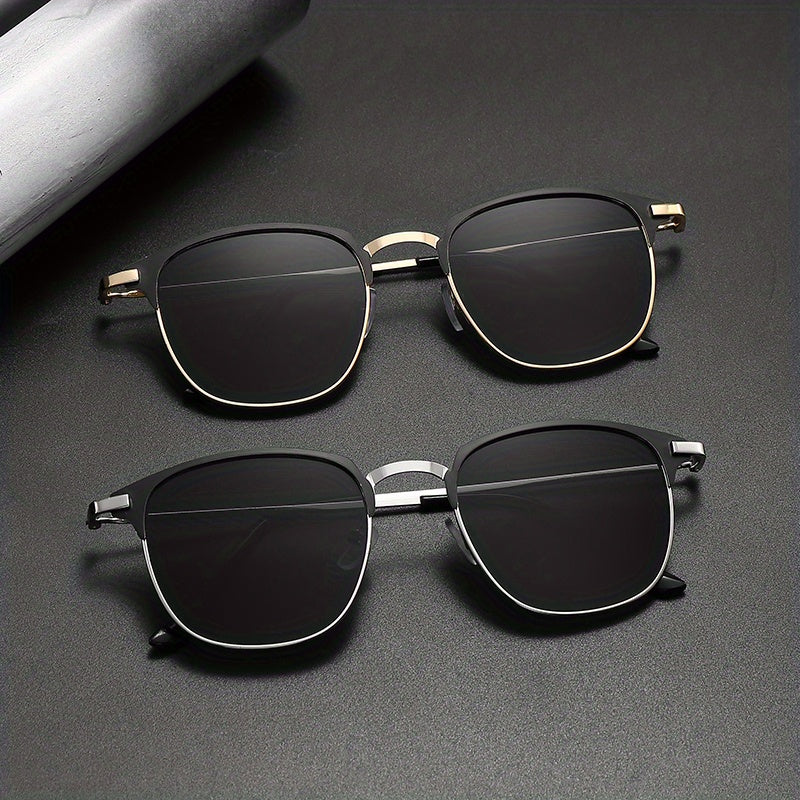2 Pairs Square Sunglasses Mirrored UV400 Sun Shades for Women Men