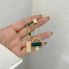 Geometric Drop Earrings - Golden Hollow Resin Metal Jewelry