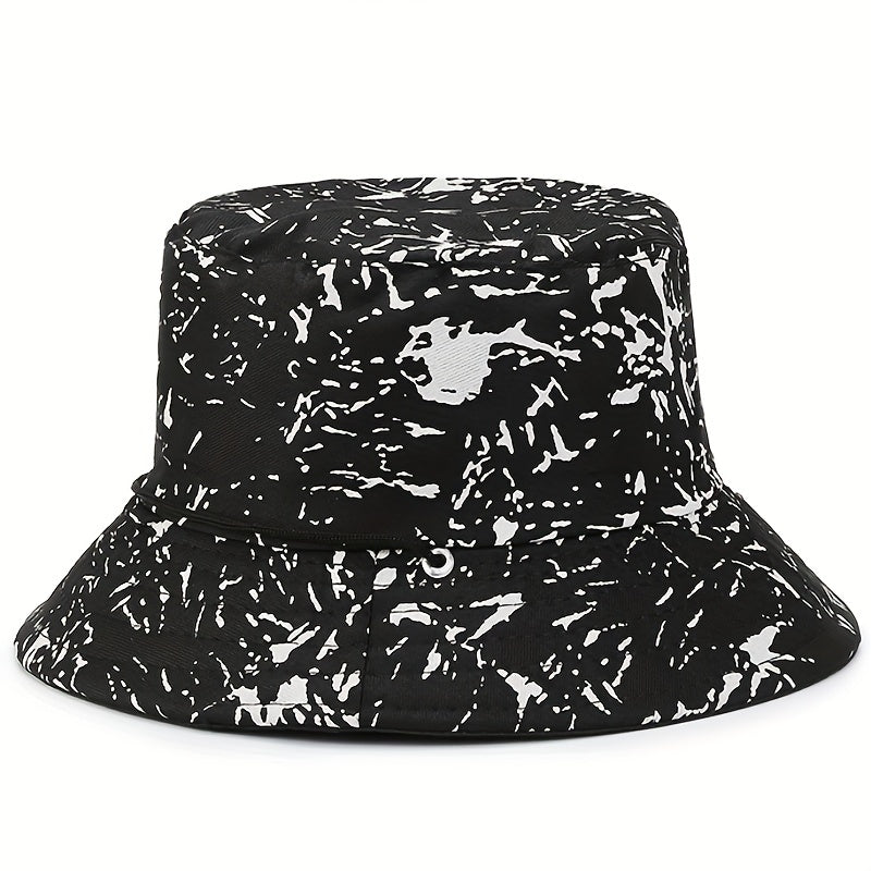 Tie Dye Print Sun Hat Solid Cotton Bucket Hat Casual Outdoor UV Protection Booni