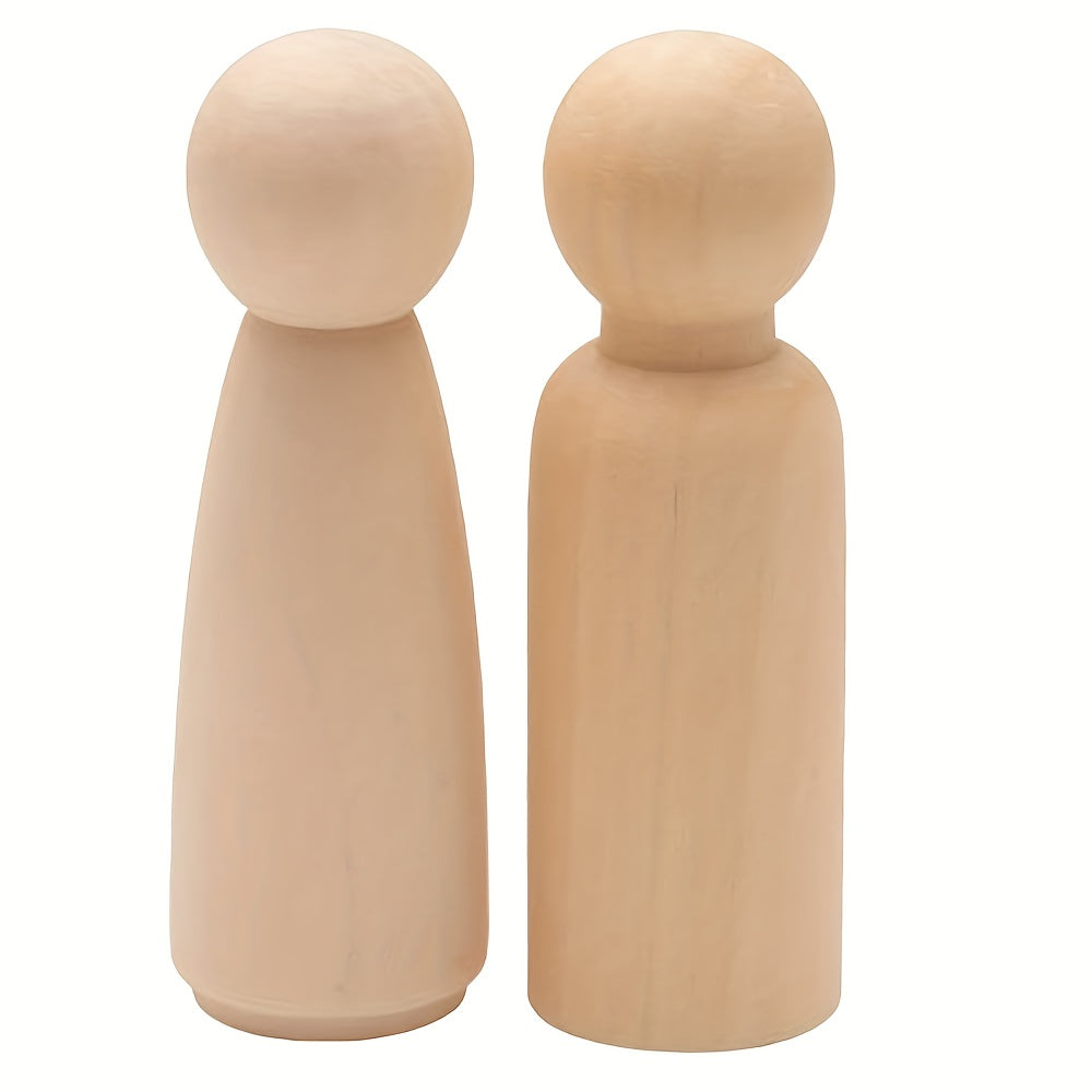 2pcs Large Wooden Dolls for DIY and Painting