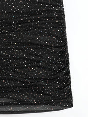  Glitter Sequin Crisscross Backless Cover Up Dress