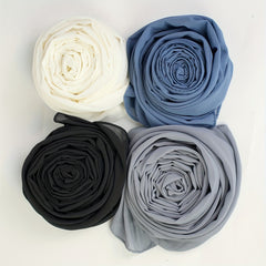 4pcs Chiffon Scarf Solid Hijab Thin Breathable Shawl Women Casual Headscarf