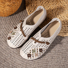 Women's Hollow Out Flat Shoes Flower Decor Slip On Casual Walking Flats