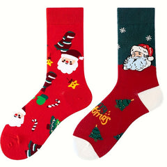 Cute Cartoon Print Socks & Christmas Mid Tube Socks Women's Stockings