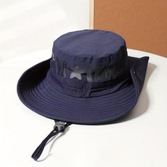 Hollow Breathable Bucket Hat With Star Pattern Sun Hat for Men Women