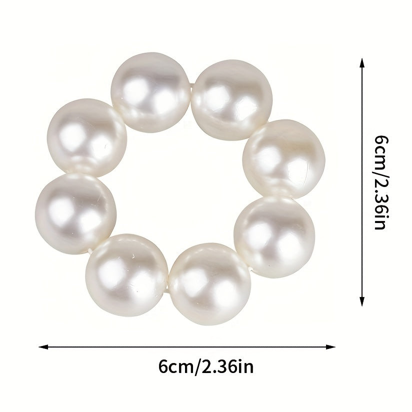 Faux Pearl Hair Tie Ponytail Rope Head Jewelry for Women