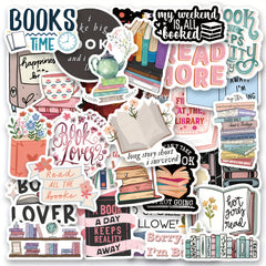 51pcs Bookish Stickers Book Stickers For Kindle Laptop Phone Water Bottle