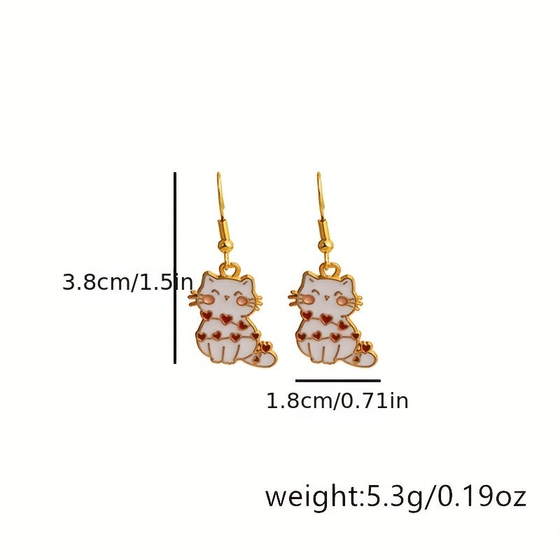 Love Cat Drop Earrings Animal Ear Jewelry For Women