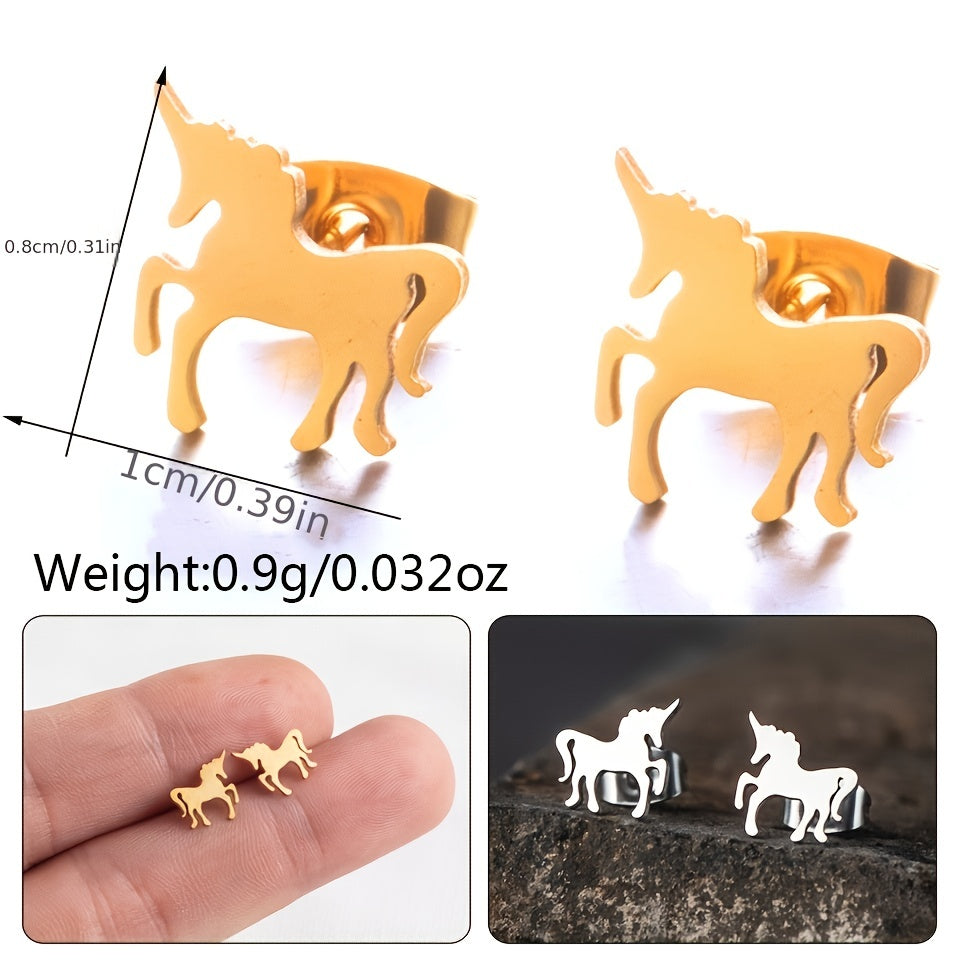 Unicorn Stainless Steel Stud Earrings Decor Gift