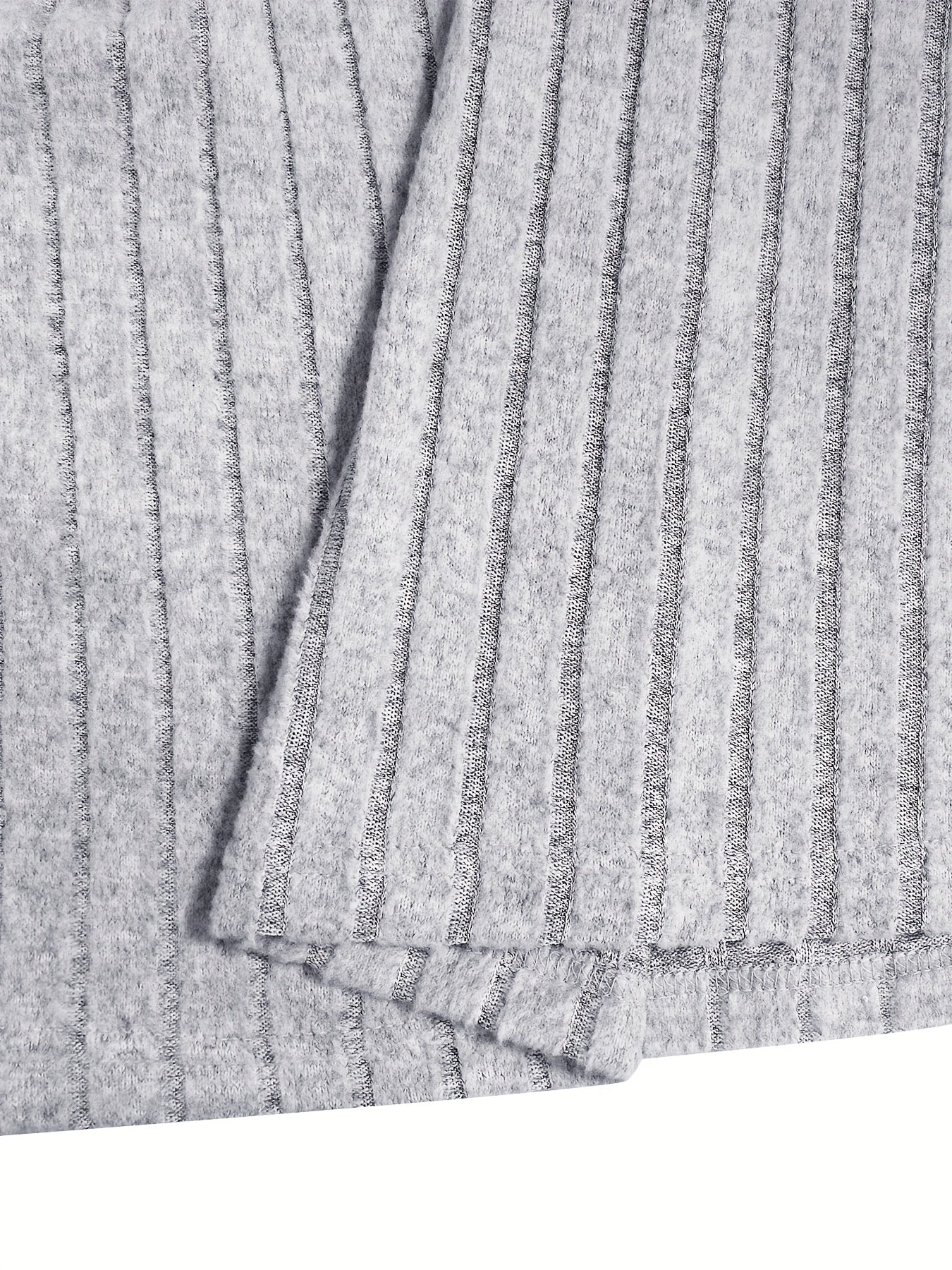  Solid Button Decor Crew Neck Sweater Dress Long Sleeve Ribbed Knit
