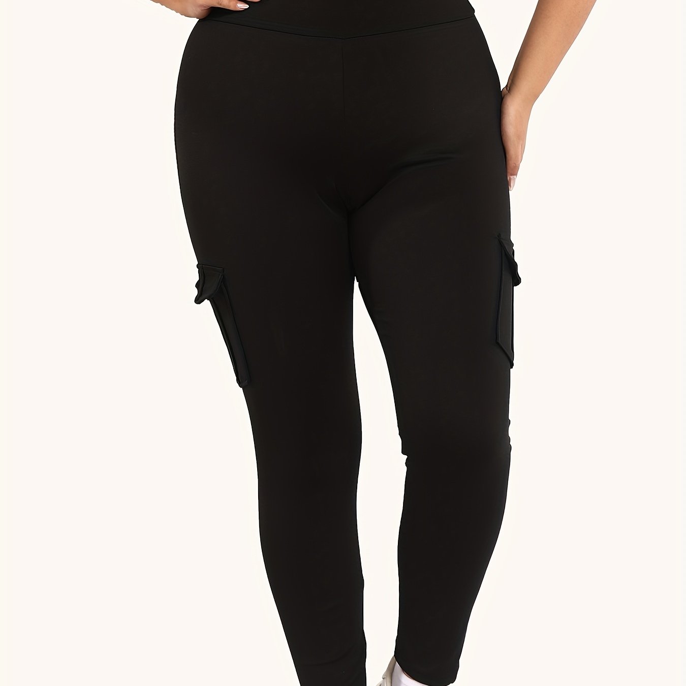  High Rise Skinny Fitness Leggings With Flap Pockets