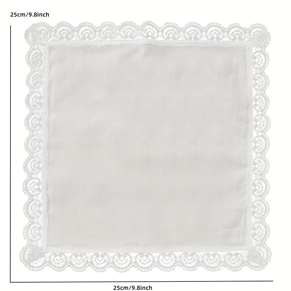 6pcs Lace Trim Handkerchief Set for Wedding Decoration DIY