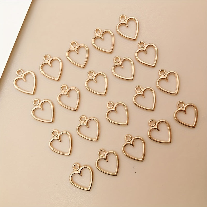 20pcs KC Golden Heart Charms Pendants DIY Jewelry Making Accessories