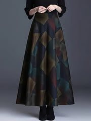 Women's Plus Distressed Geometric Print High Rise Maxi Skirt