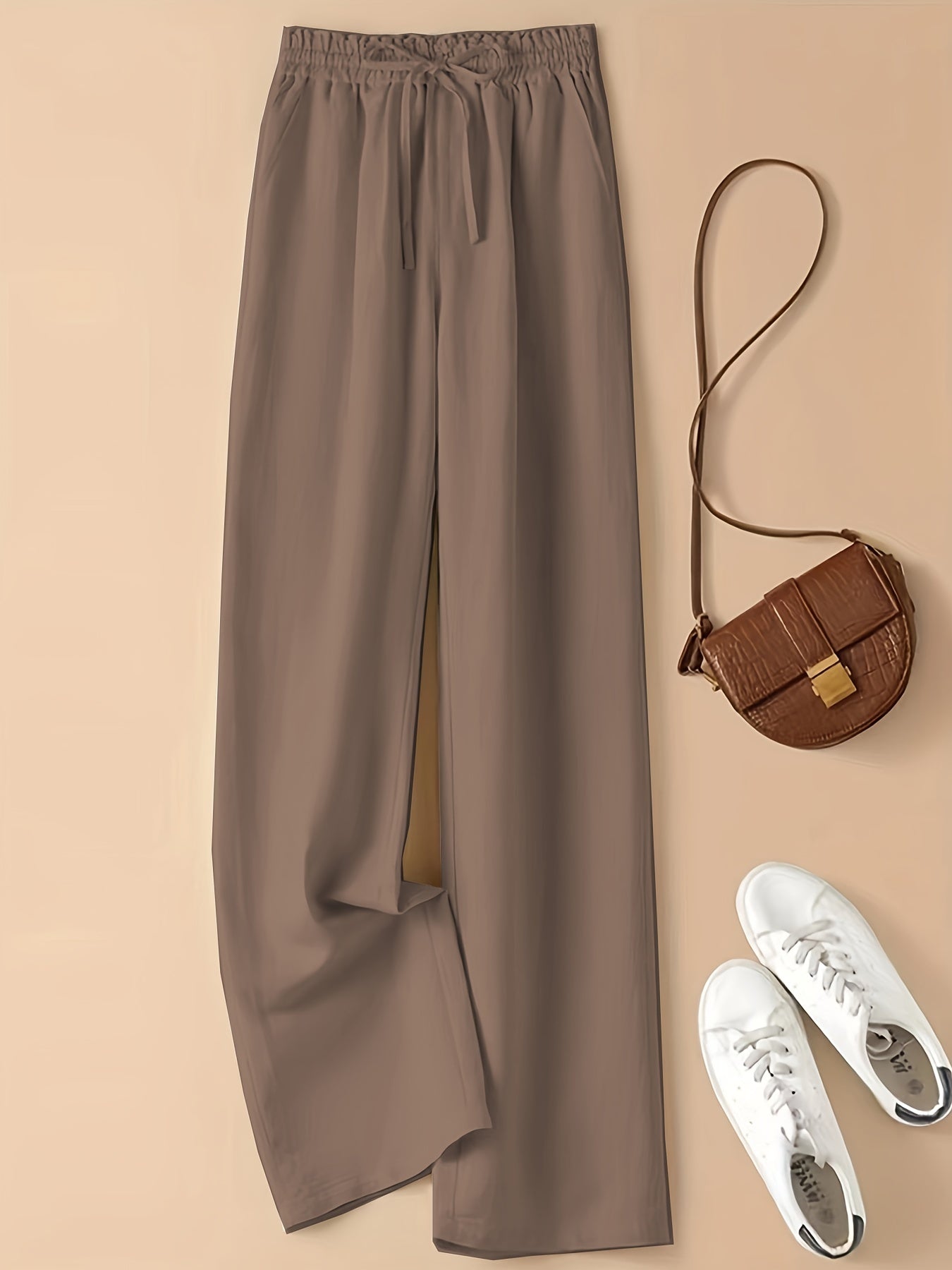 Wide Leg Elastic Waist Pants for Women