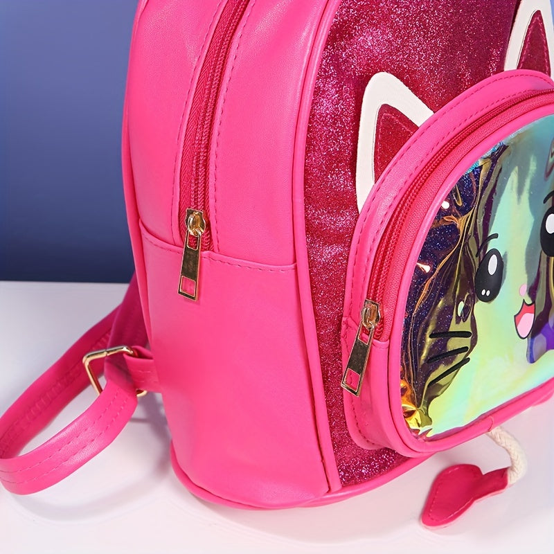 Kids Glitter Kindergarten Backpack Cat Schoolbag
