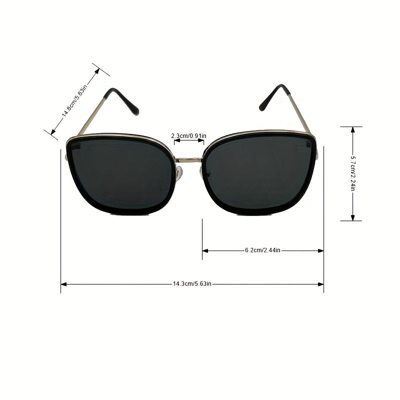Oversized Square Sunglasses Anti Glare Metal Glasses UV400