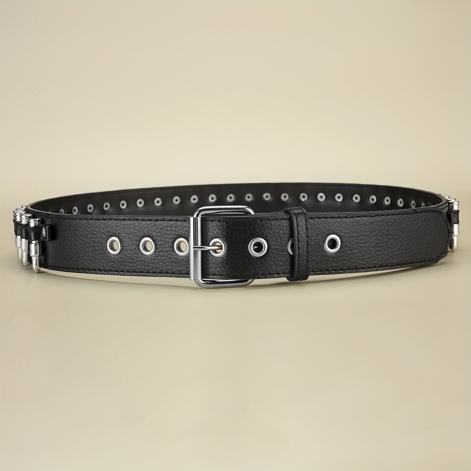 Men's Leather Punk Wide Belt Hollow Rivet Personality Rock