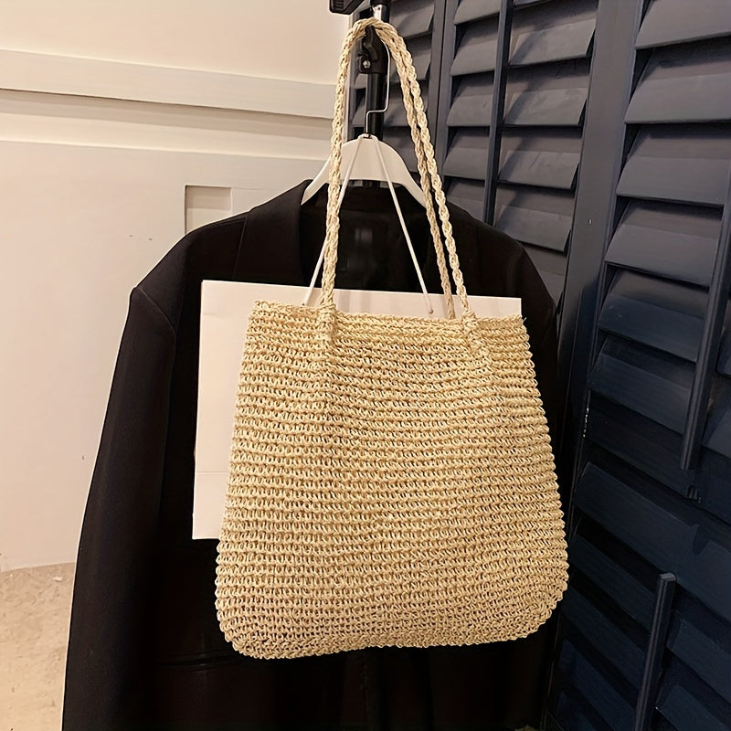 Large Straw Tote Bag Woven Beach Shoulder Bag for Travel