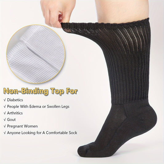 6 Pairs Non Binding Diabetic Socks Bamboo Fibre Loose Sock Extra Wide Calf