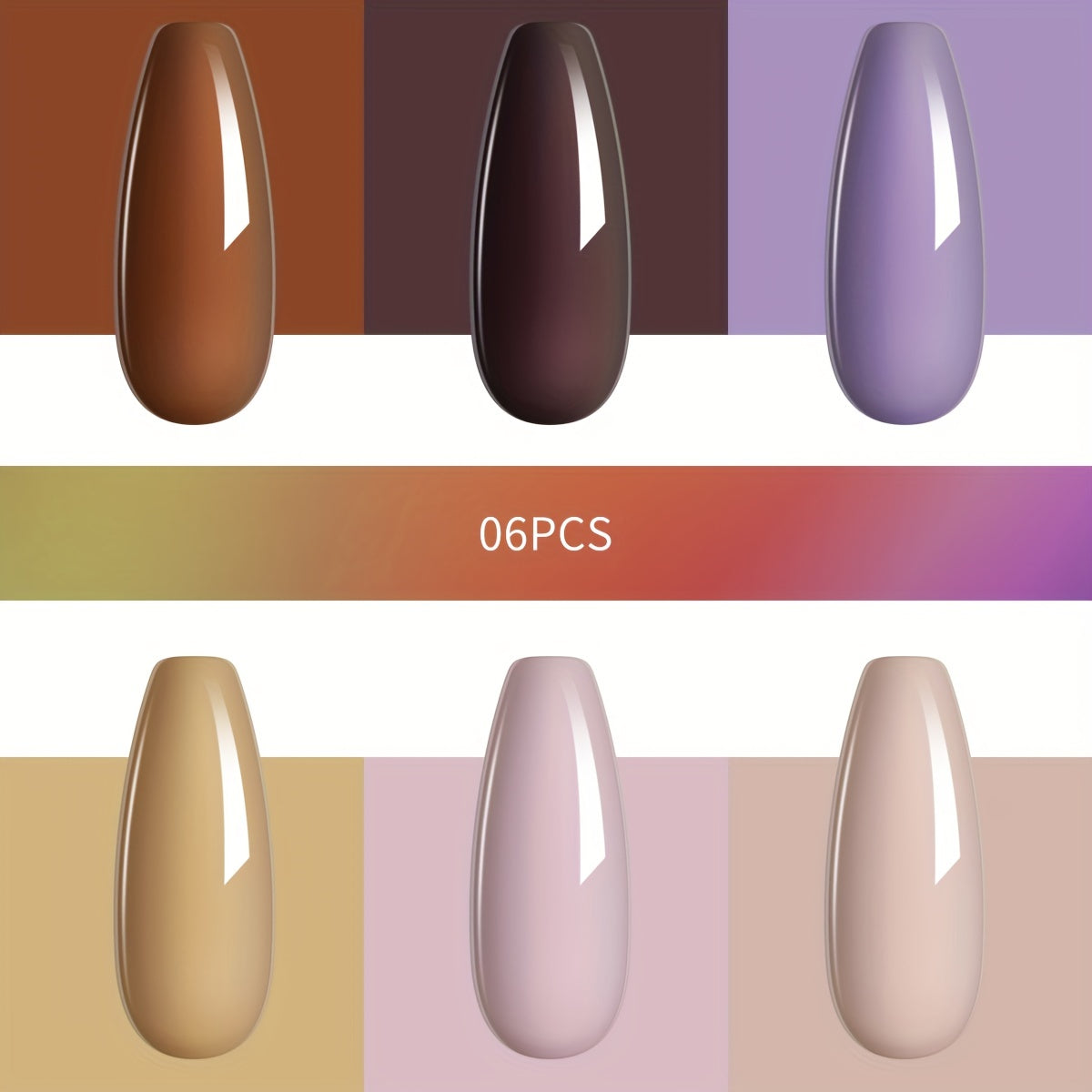 6 Colors Gel Nail Polish Starter Kit Nude Brown Purple Collection