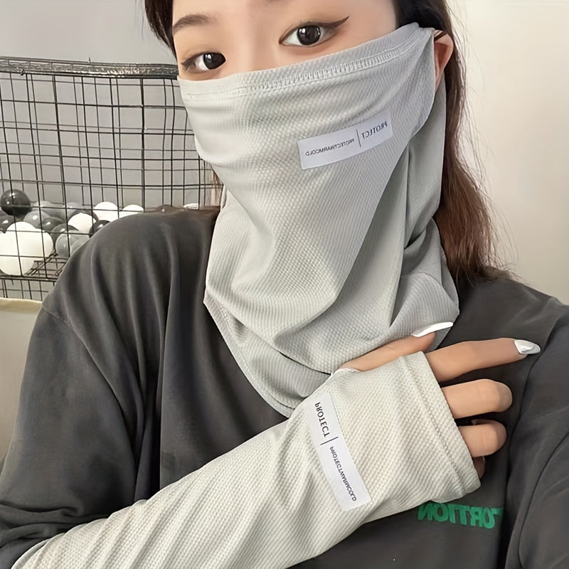 Ice Silk Sunproof Mask Ear Hook Neck Gaiter Solid Unisex Balaclava