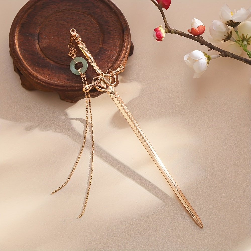 Ancient Style Sword Hairpin Bun Hairpin With Tassels Head Ornament